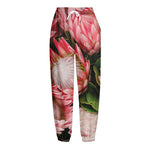 Bunches of Proteas Print Fleece Lined Knit Pants