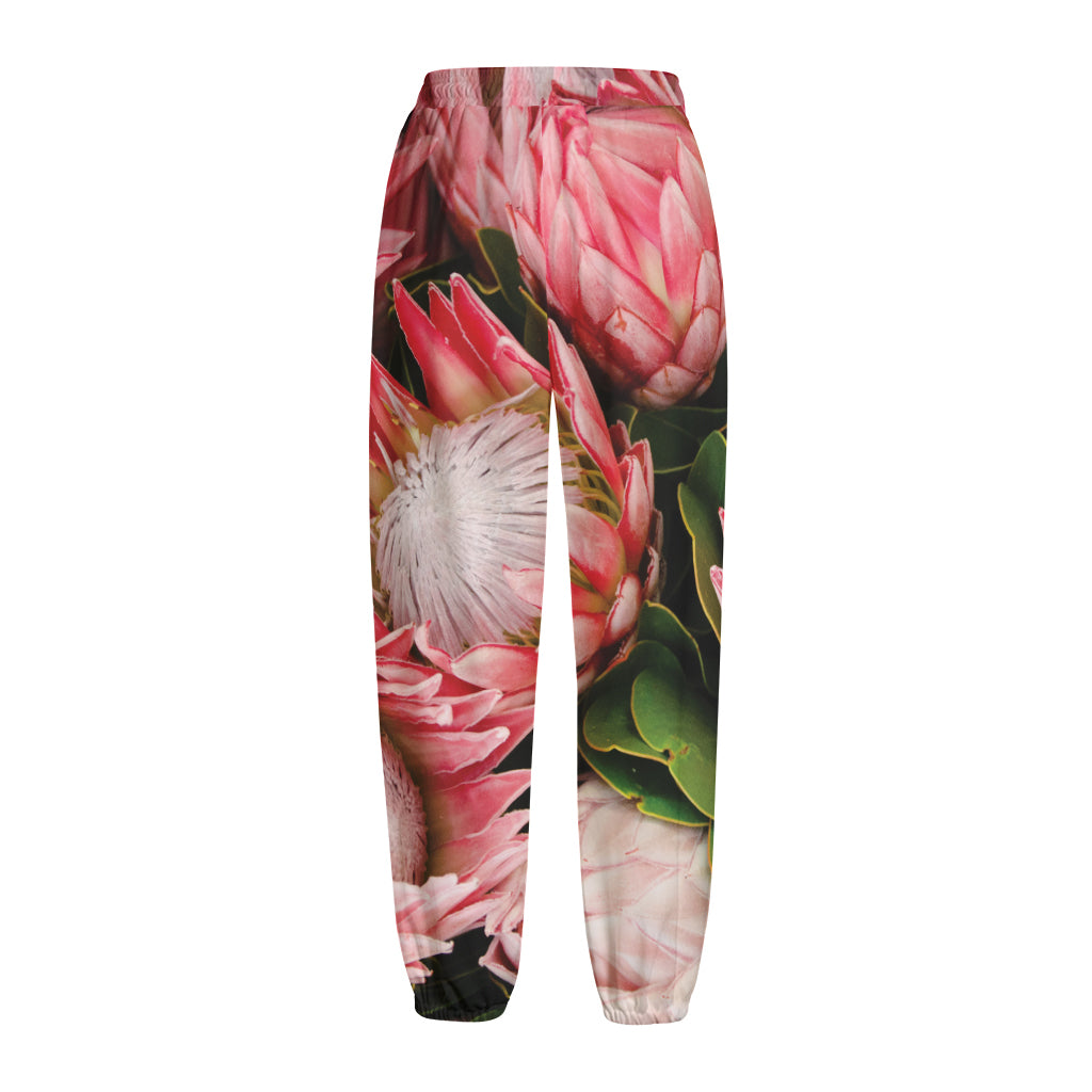 Bunches of Proteas Print Fleece Lined Knit Pants