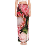 Bunches of Proteas Print High Slit Maxi Skirt