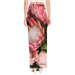Bunches of Proteas Print High Slit Maxi Skirt
