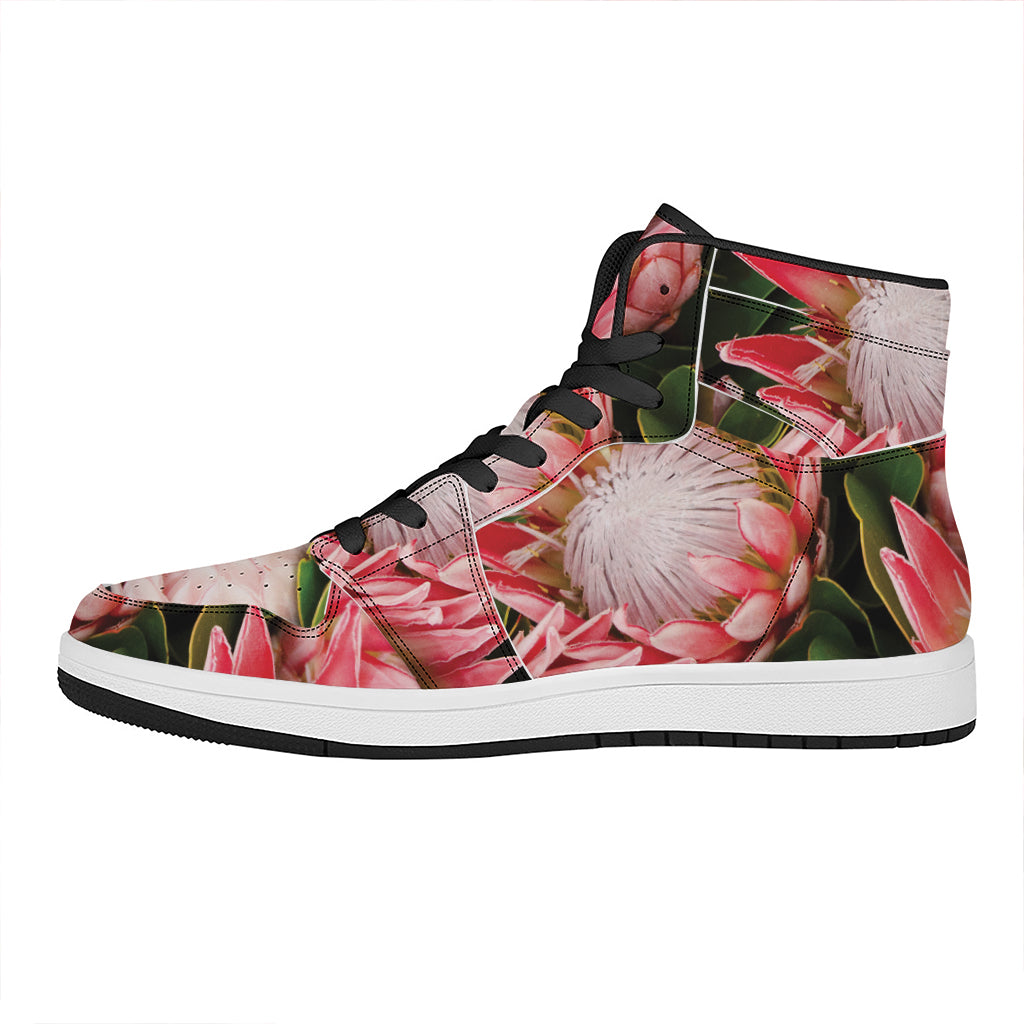 Bunches of Proteas Print High Top Leather Sneakers