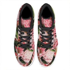 Bunches of Proteas Print High Top Leather Sneakers