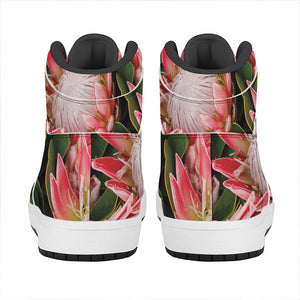 Bunches of Proteas Print High Top Leather Sneakers