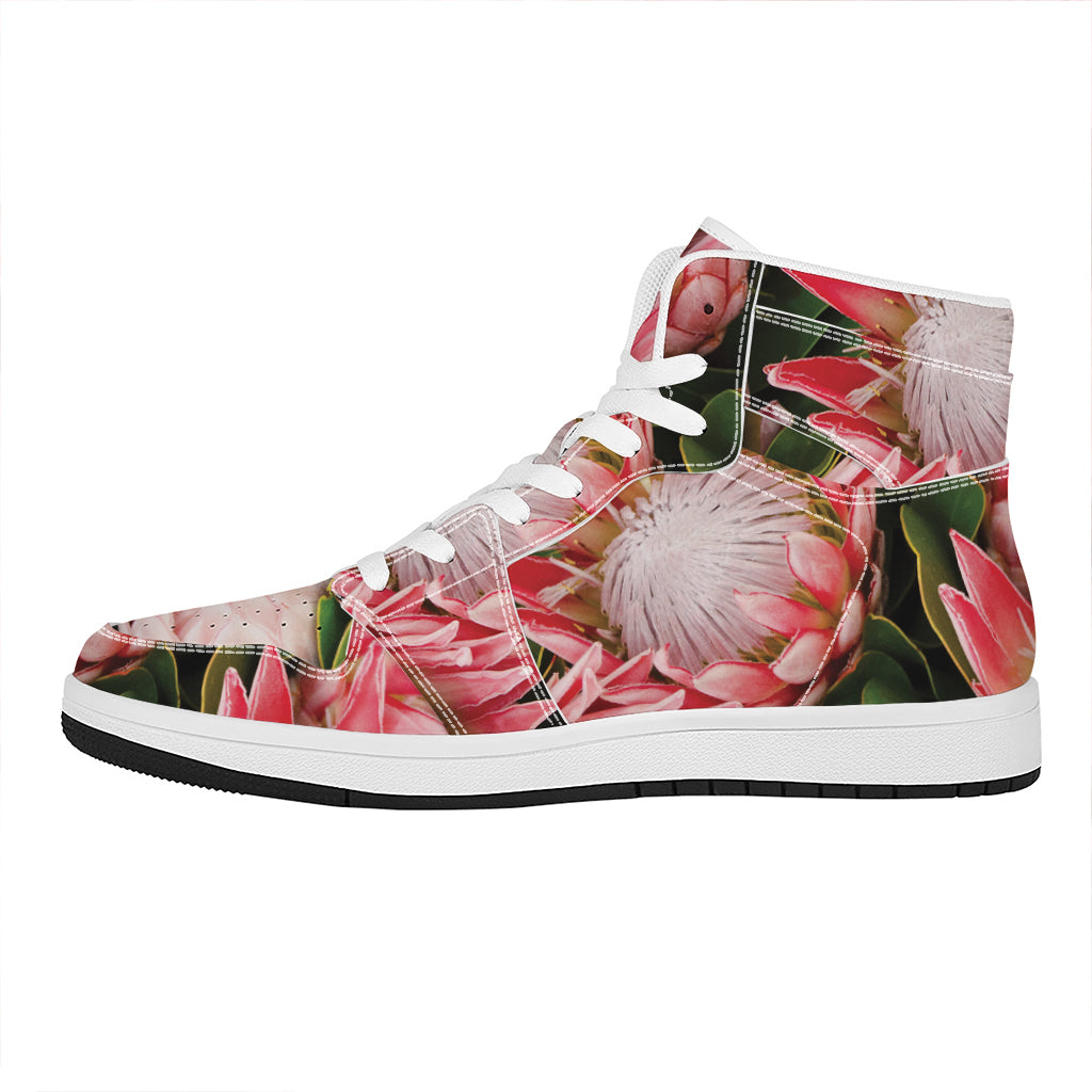 Bunches of Proteas Print High Top Leather Sneakers