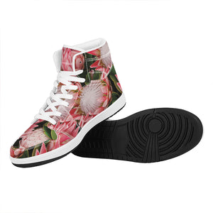 Bunches of Proteas Print High Top Leather Sneakers