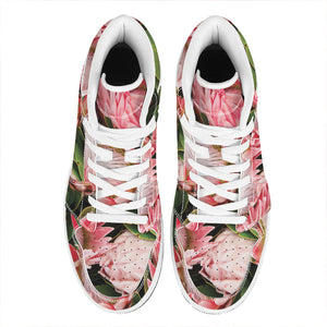 Bunches of Proteas Print High Top Leather Sneakers