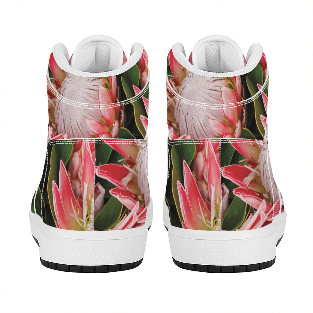 Bunches of Proteas Print High Top Leather Sneakers