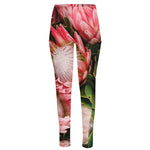 Bunches of Proteas Print High-Waisted Pocket Leggings
