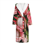 Bunches of Proteas Print Hooded Bathrobe