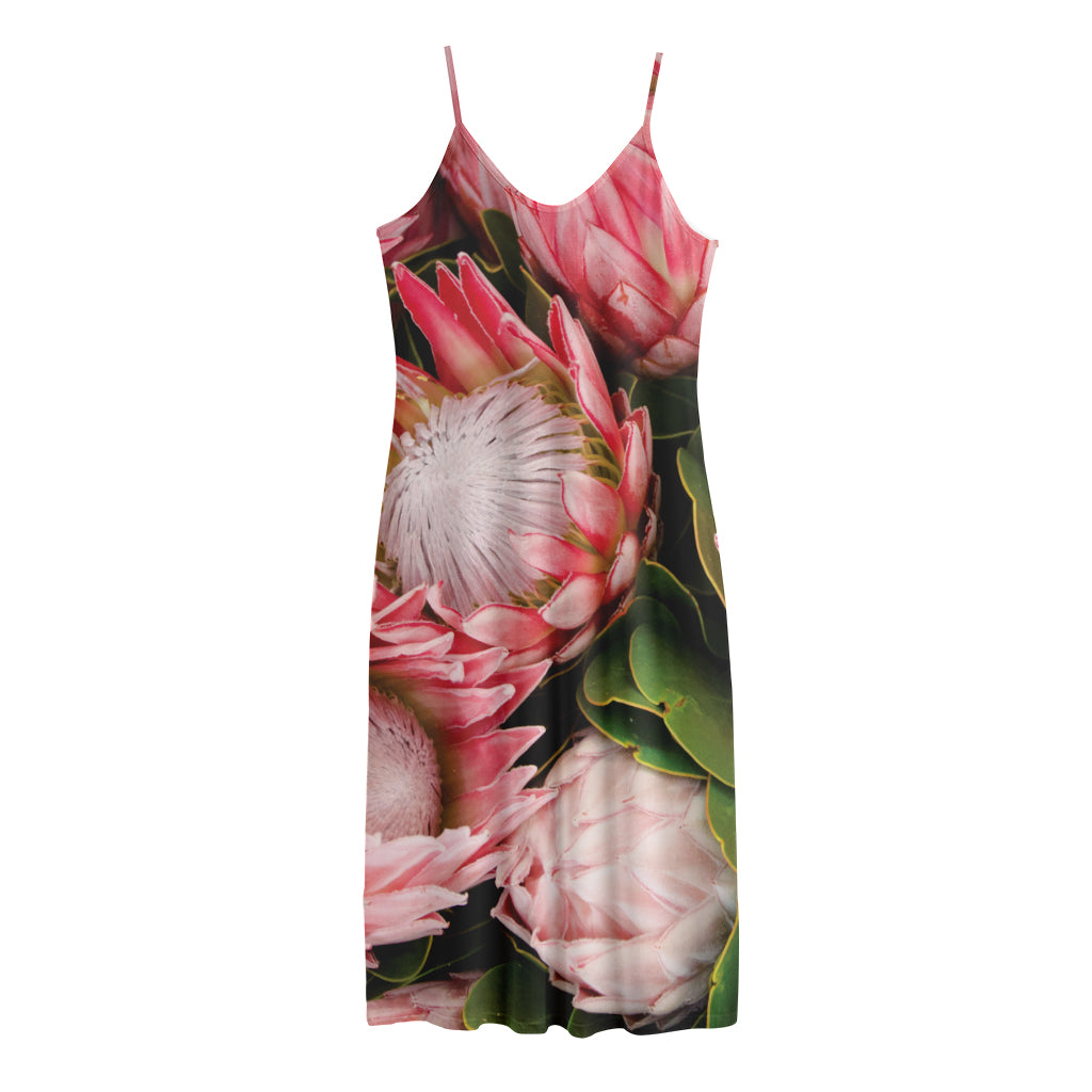 Bunches of Proteas Print Jersey Midi Cami Dress