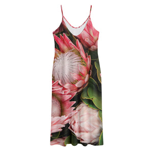 Bunches of Proteas Print Jersey Midi Cami Dress