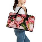 Bunches of Proteas Print Leather Duffle Bag