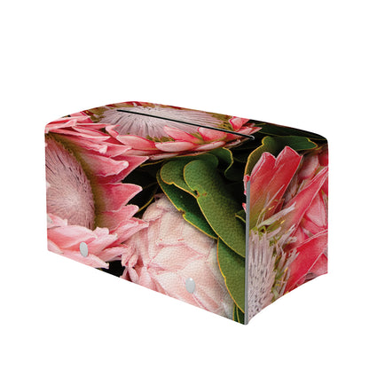 Bunches of Proteas Print Leather Tissue Box Cover