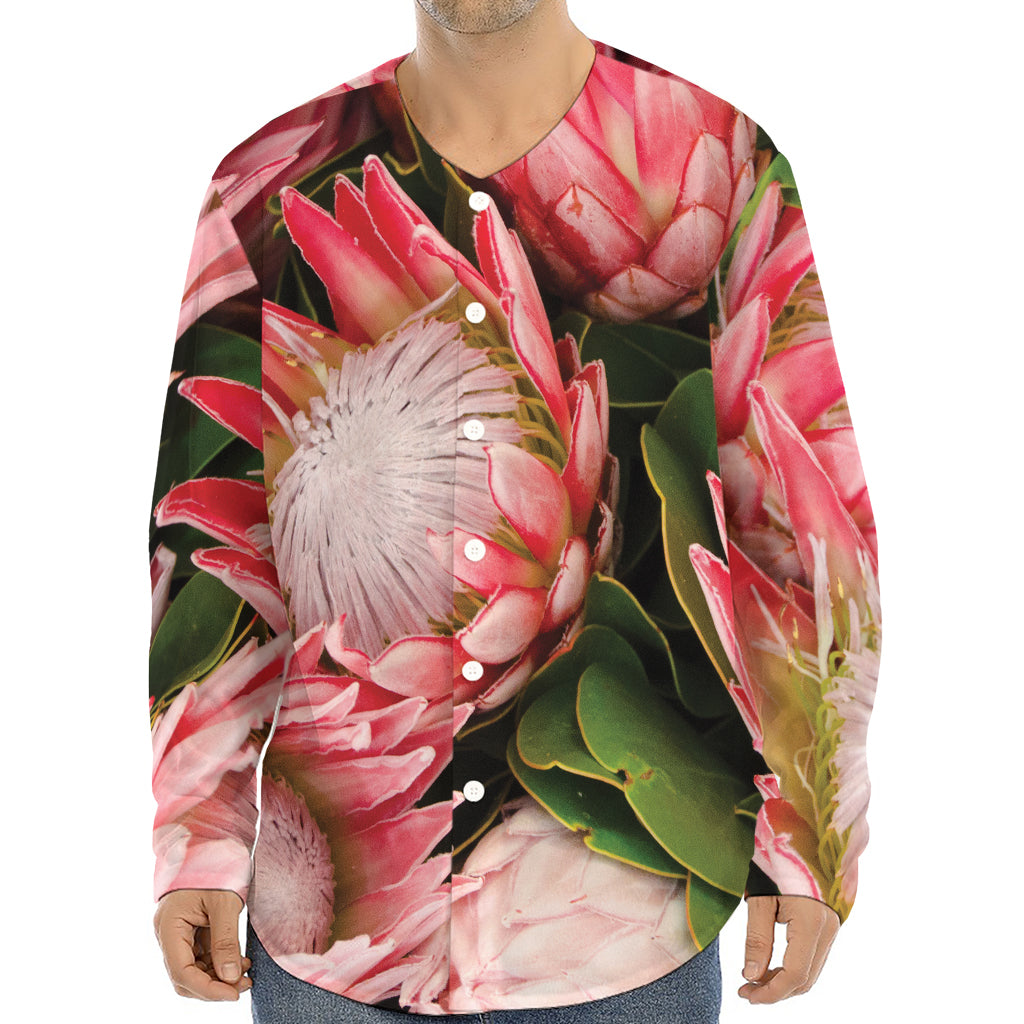 Bunches of Proteas Print Long Sleeve Baseball Jersey