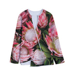 Bunches of Proteas Print Long Sleeve Short Coat