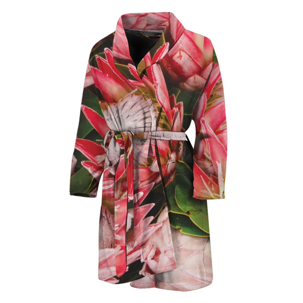 Bunches of Proteas Print Men's Bathrobe