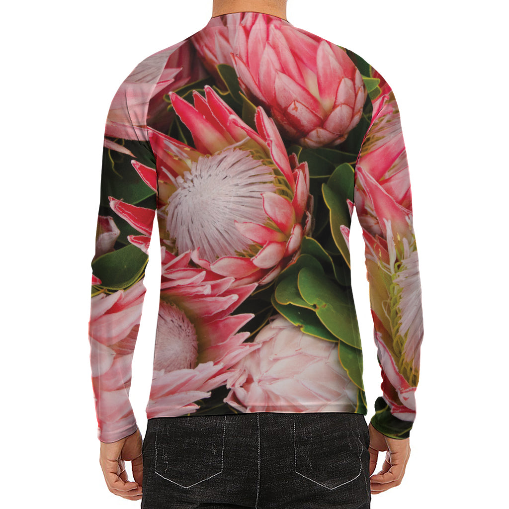 Bunches of Proteas Print Men's Long Sleeve Rash Guard