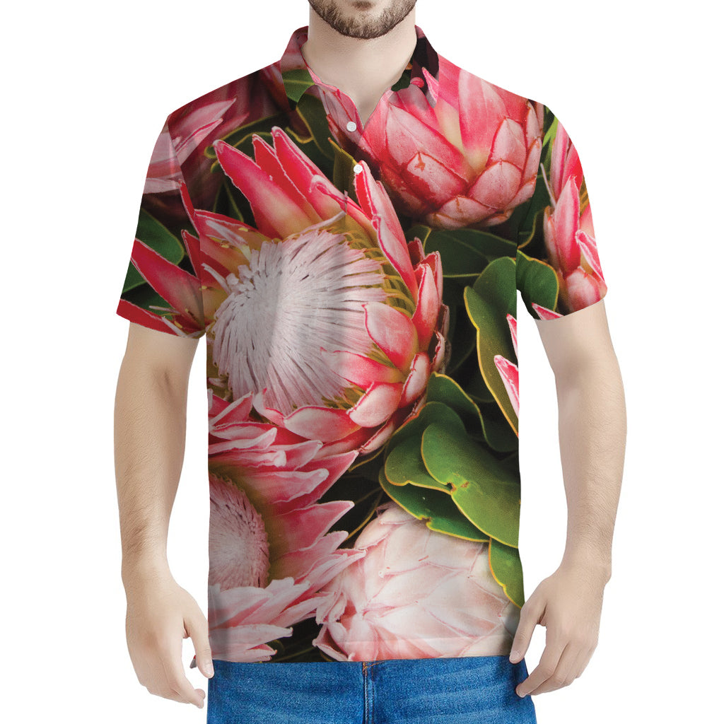 Bunches of Proteas Print Men's Polo Shirt