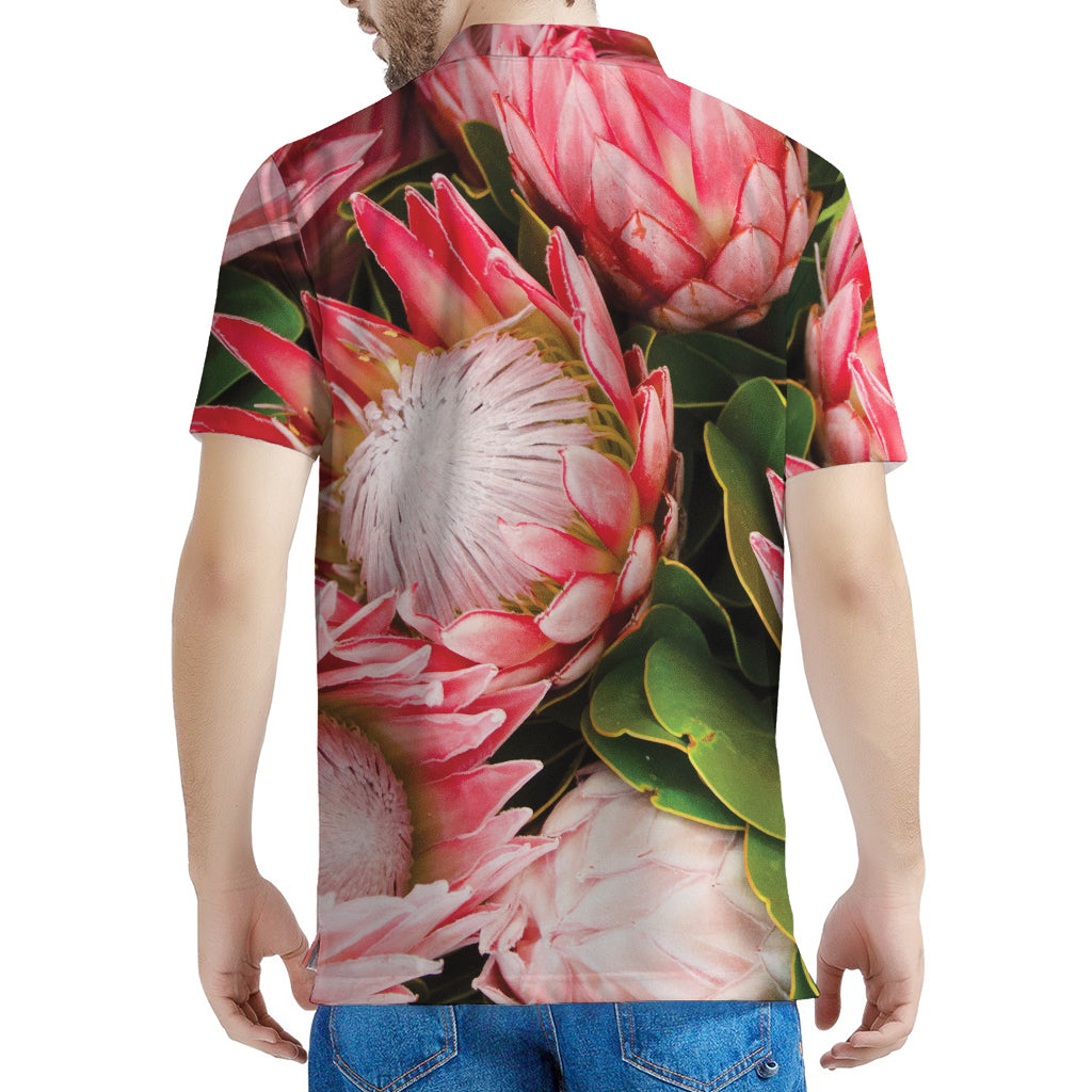 Bunches of Proteas Print Men's Polo Shirt