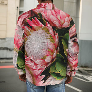 Bunches of Proteas Print Men's Shirt Jacket