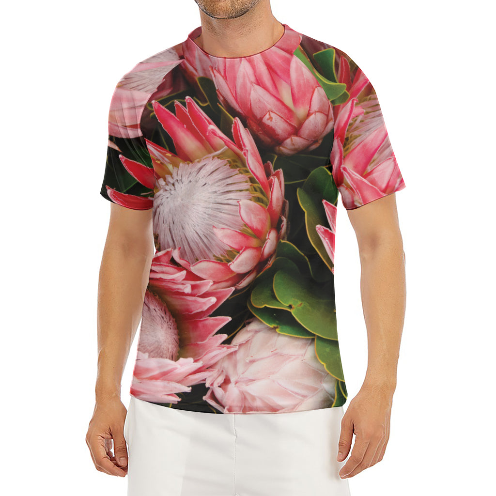 Bunches of Proteas Print Men's Short Sleeve Rash Guard