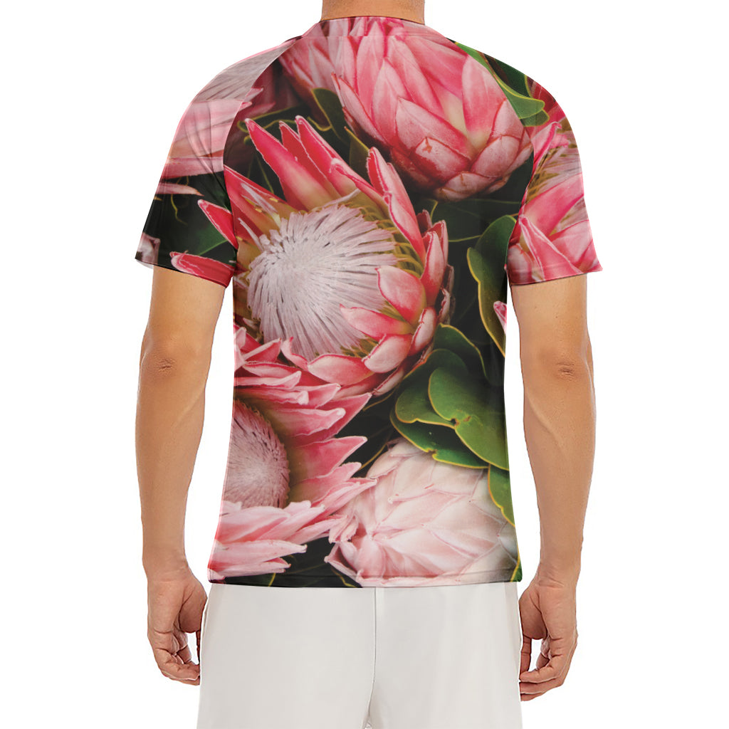 Bunches of Proteas Print Men's Short Sleeve Rash Guard