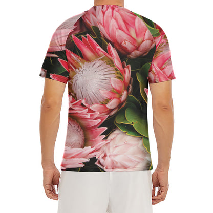 Bunches of Proteas Print Men's Short Sleeve Rash Guard