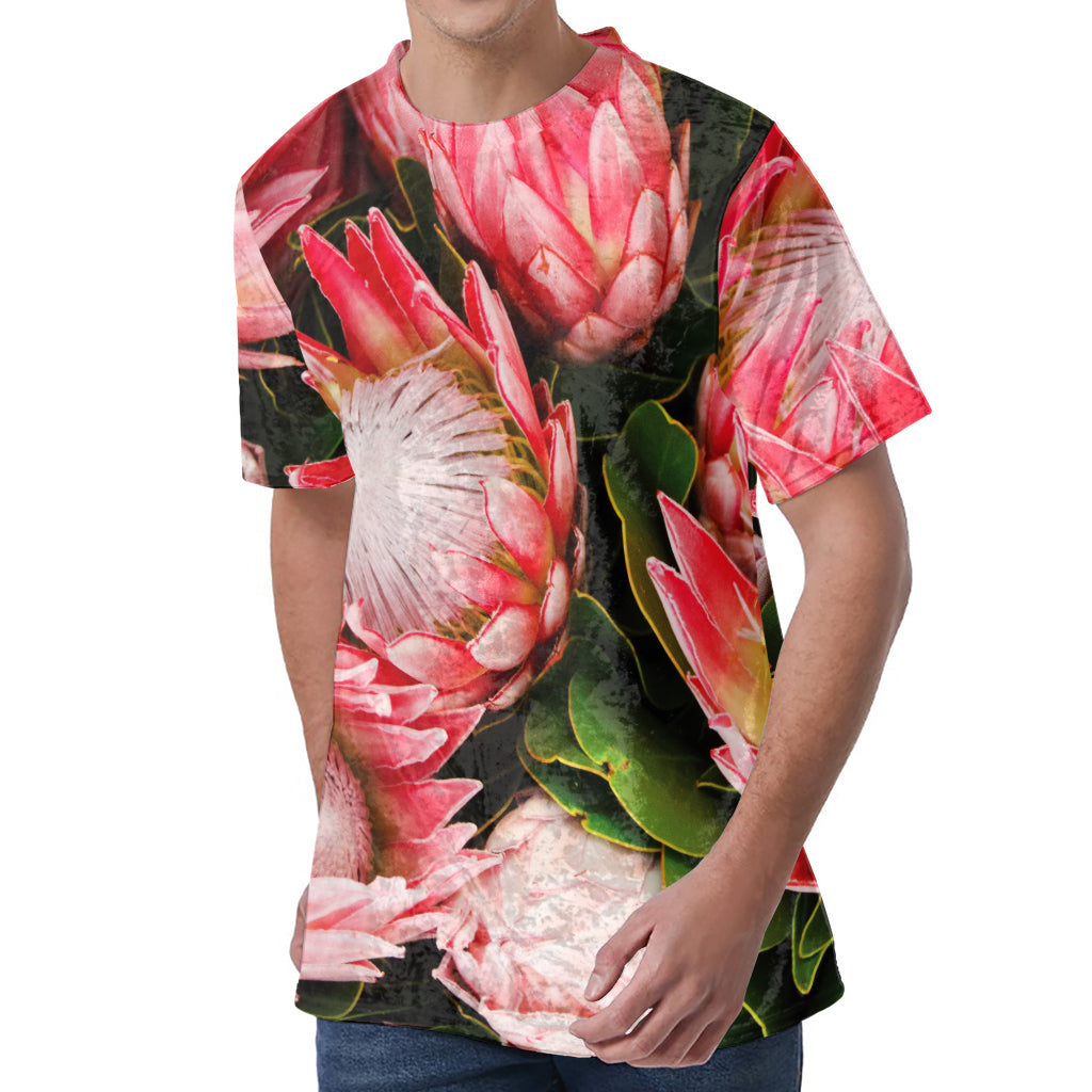 Bunches of Proteas Print Men's Velvet T-Shirt