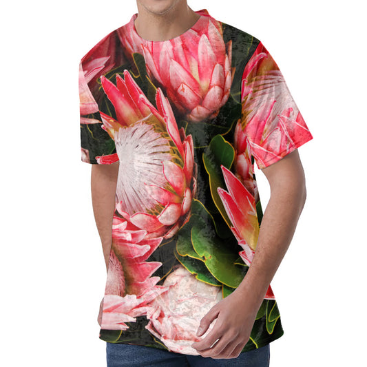 Bunches of Proteas Print Men's Velvet T-Shirt