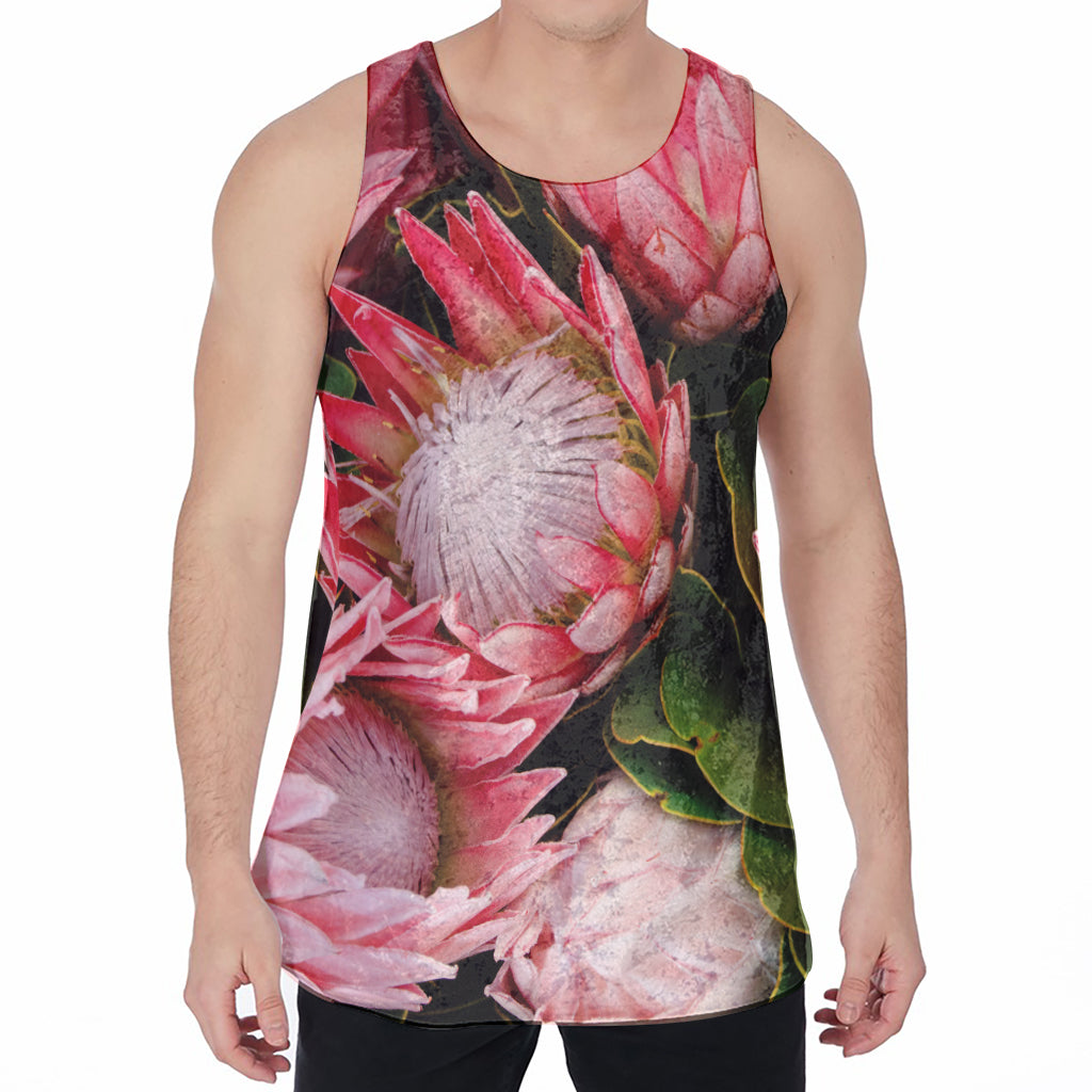 Bunches of Proteas Print Men's Velvet Tank Top