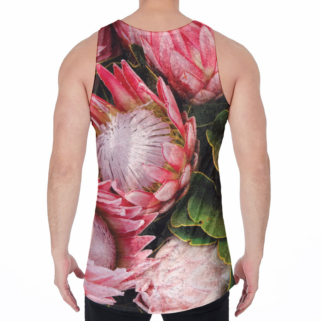 Bunches of Proteas Print Men's Velvet Tank Top