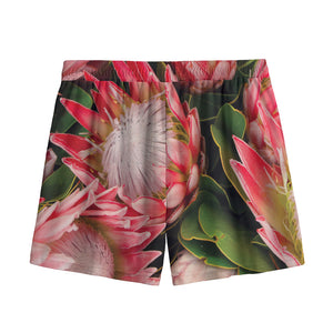 Bunches of Proteas Print Mesh Shorts