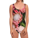 Bunches of Proteas Print One Piece Swimsuit