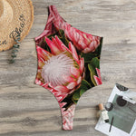 Bunches of Proteas Print One Shoulder Bodysuit