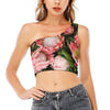 Bunches of Proteas Print One Shoulder Crop Top