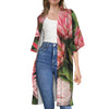 Bunches of Proteas Print Open Front Beach Cover Up