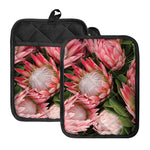 Bunches of Proteas Print Pot Holders With Pocket