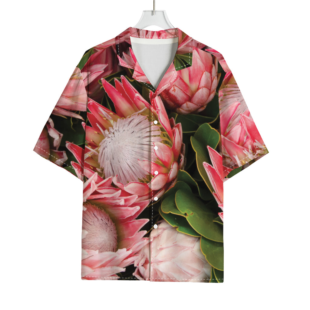 Bunches of Proteas Print Rayon Hawaiian Shirt