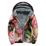 Bunches of Proteas Print Sherpa Lined Zip Up Hoodie