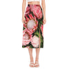 Bunches of Proteas Print Side Slit Midi Skirt