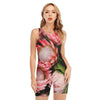 Bunches of Proteas Print Sleeveless One Piece Swimsuit