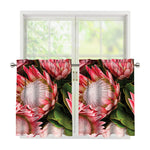Bunches of Proteas Print Tier Curtains