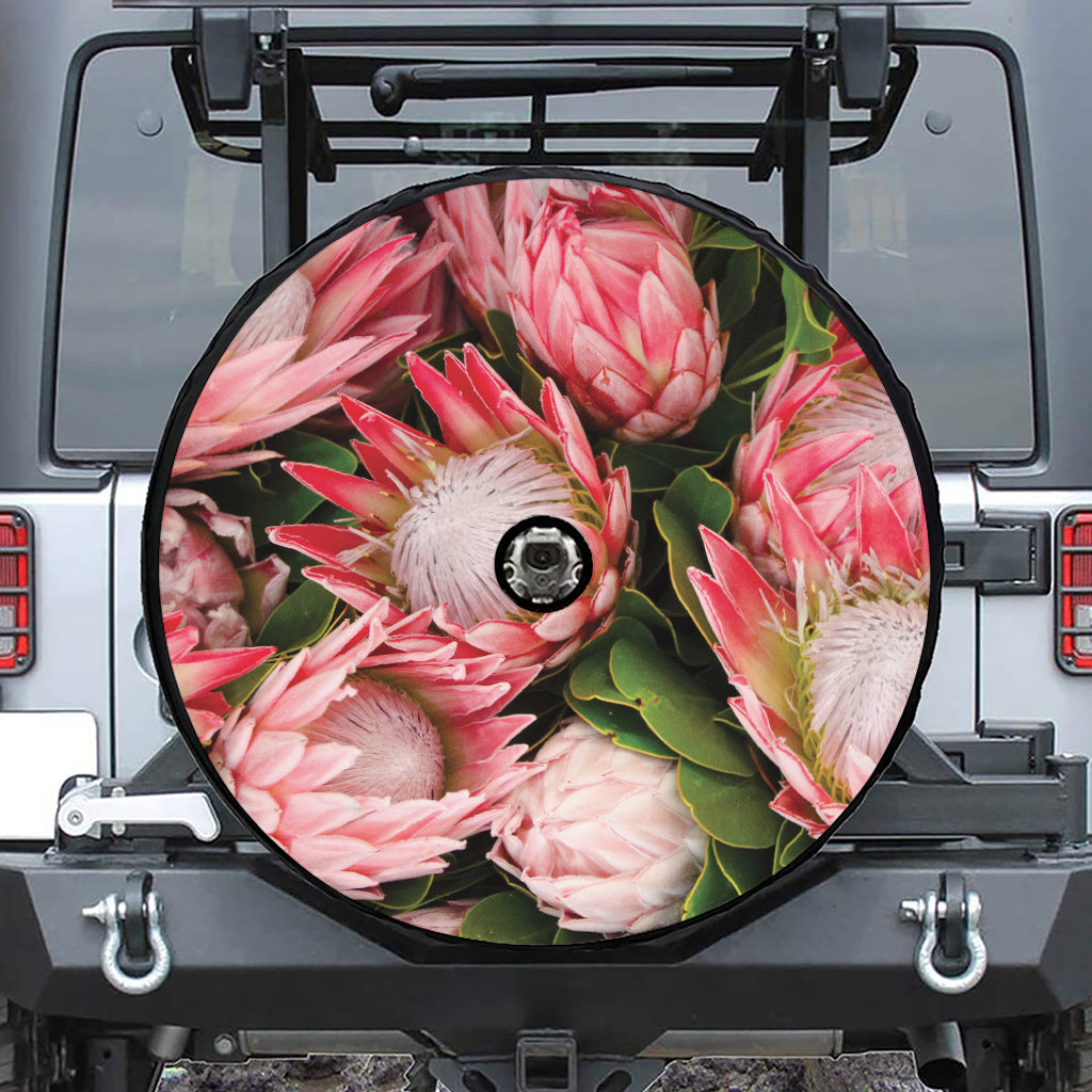 Bunches of Proteas Print Tire Cover With Camera Hole