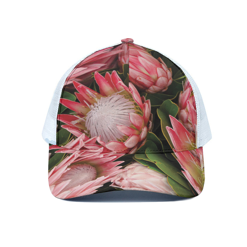 Bunches of Proteas Print White Mesh Trucker Cap