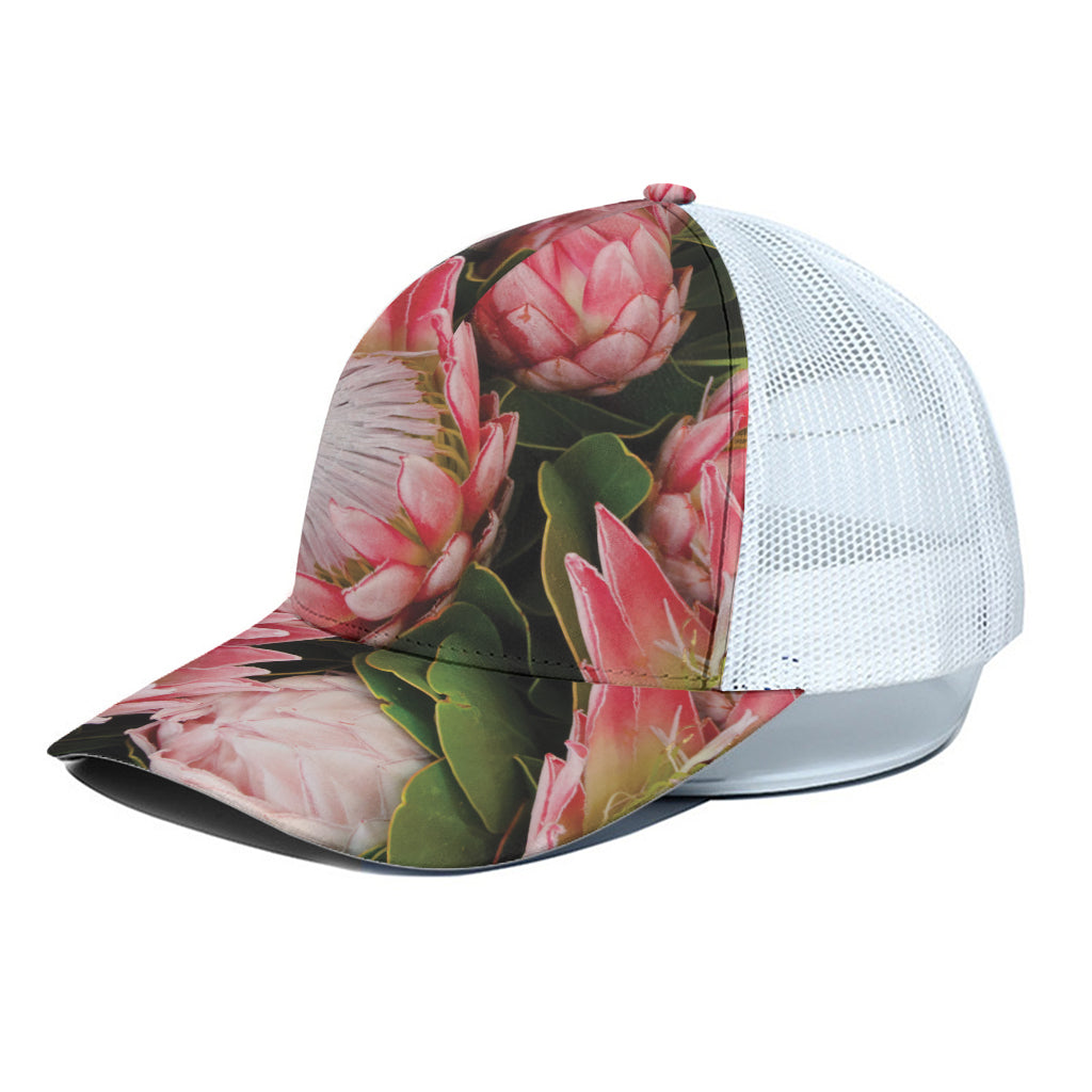 Bunches of Proteas Print White Mesh Trucker Cap