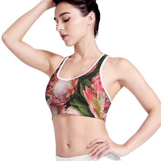Bunches of Proteas Print Women's Sports Bra