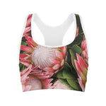 Bunches of Proteas Print Women's Sports Bra