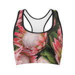 Bunches of Proteas Print Women's Sports Bra