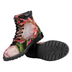 Bunches of Proteas Print Work Boots