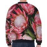 Bunches of Proteas Print Zip Sleeve Bomber Jacket